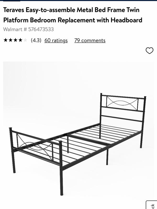 Metal twin bed frame with mattress