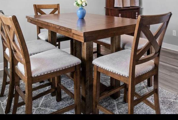 Moriville dining table and 4 chairs store and bench