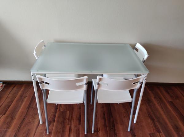 Ikea glass top table best sale and chairs